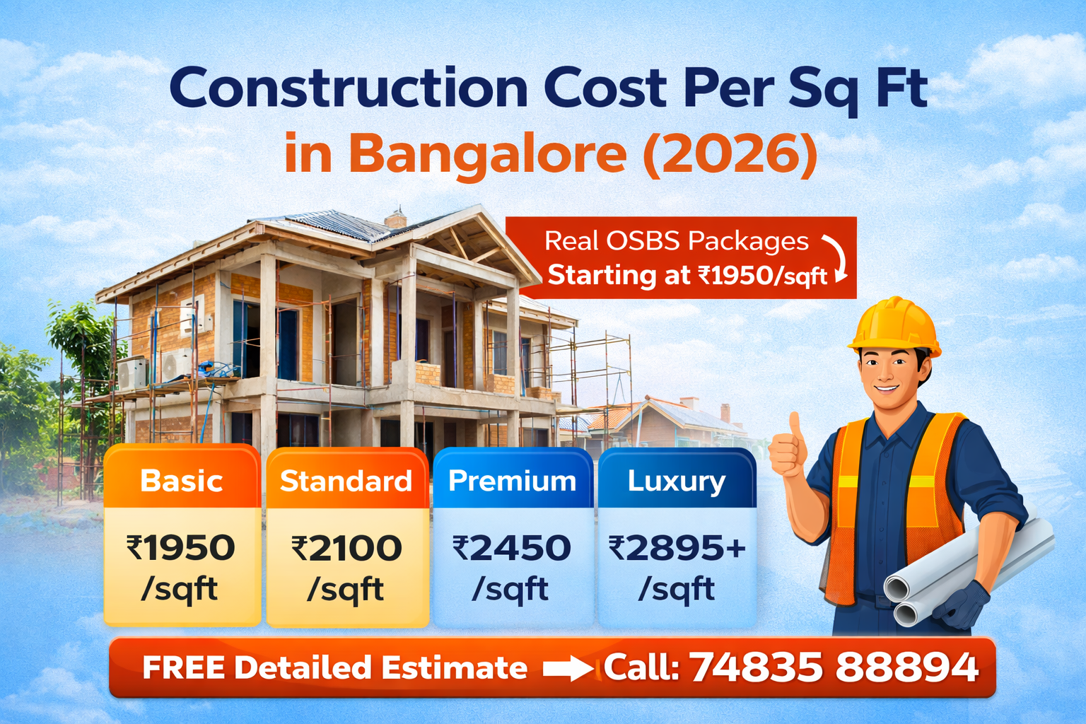 Construction Cost Per Sq Ft Bangalore 2026 OSBS